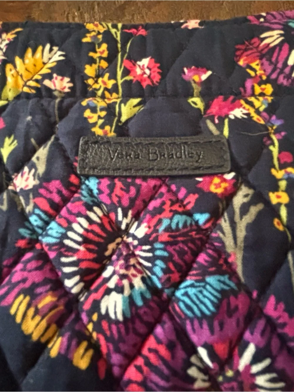 Large Vera Bradley Midnight Wildflower Quilted Tote and Makeup Pouch